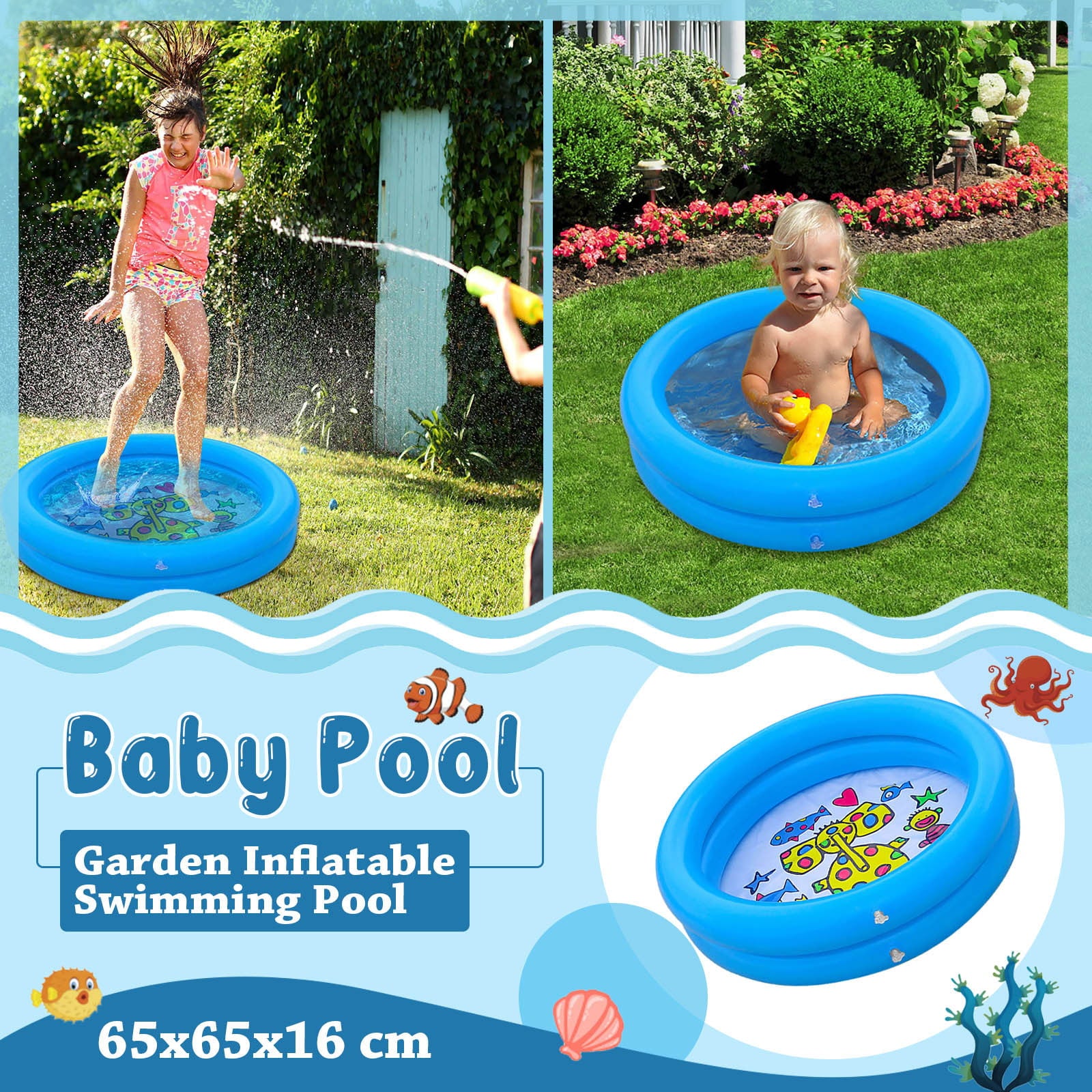 Mnycxen Inflated Pool Inflatable Baby Swimming Pool Portable Inflatable Children Pump Pool Water Game