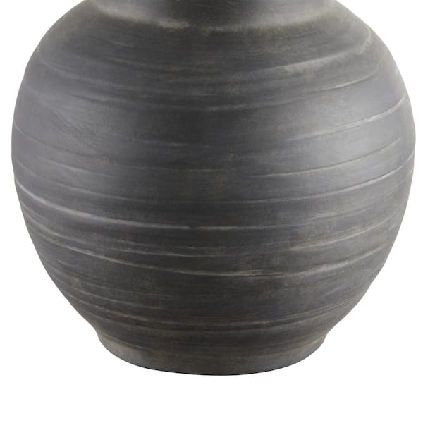 Hookston Black 18 in. Ceramic Table Lamp with White Fabric Shade