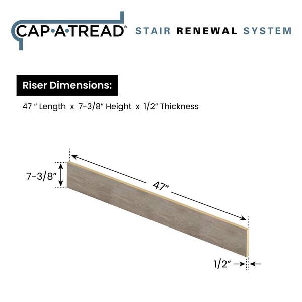 Hillsburn 47 in. L x 12.15 in. W x 1.69 in. T Laminate Stair Tread and Reversible Riser Kit Adhesive