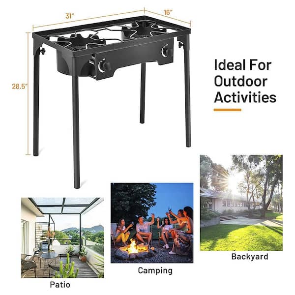 150000 BTU Double Burner Gas Propane Cooker Outdoor Stove BBQ Grill