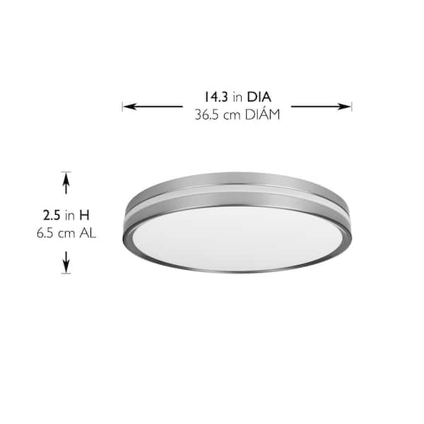 Ashburrow 15 in. Light Brushed Nickel Adjustable CCT Integrated LED Flush Mount with Night Light
