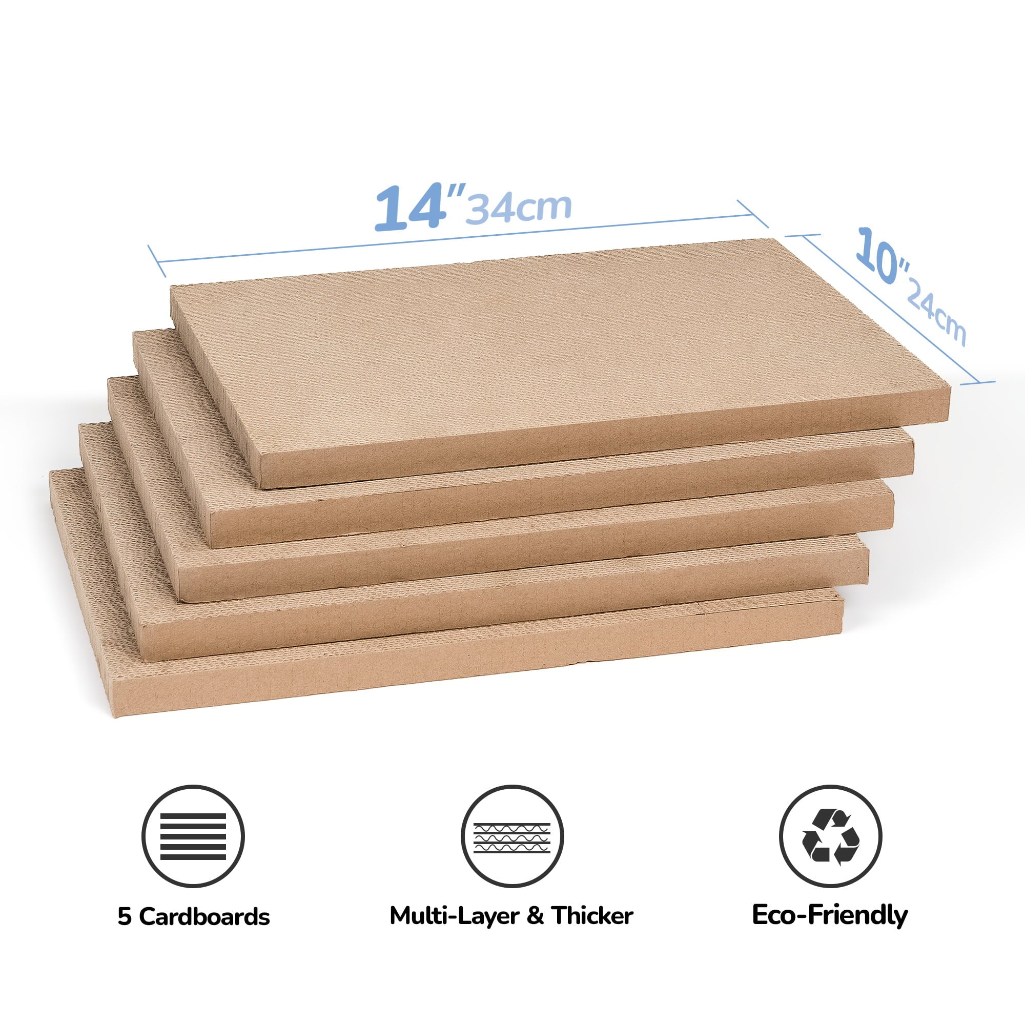 Conlun Cat Scratcher Cardboards with Box, 5-Pack Replacement Reversible Cat Scratcher Pad, Medium