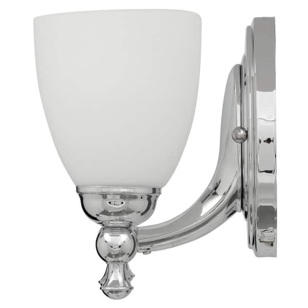 Solomone 13.4 in. 2-Light Polished Chrome Bathroom Vanity Light Fixture with Opal Glass Shades