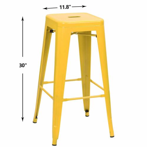 30 Inches 4 Metal Bar Stools Stackable High Backless Lightweight Rubber Feet