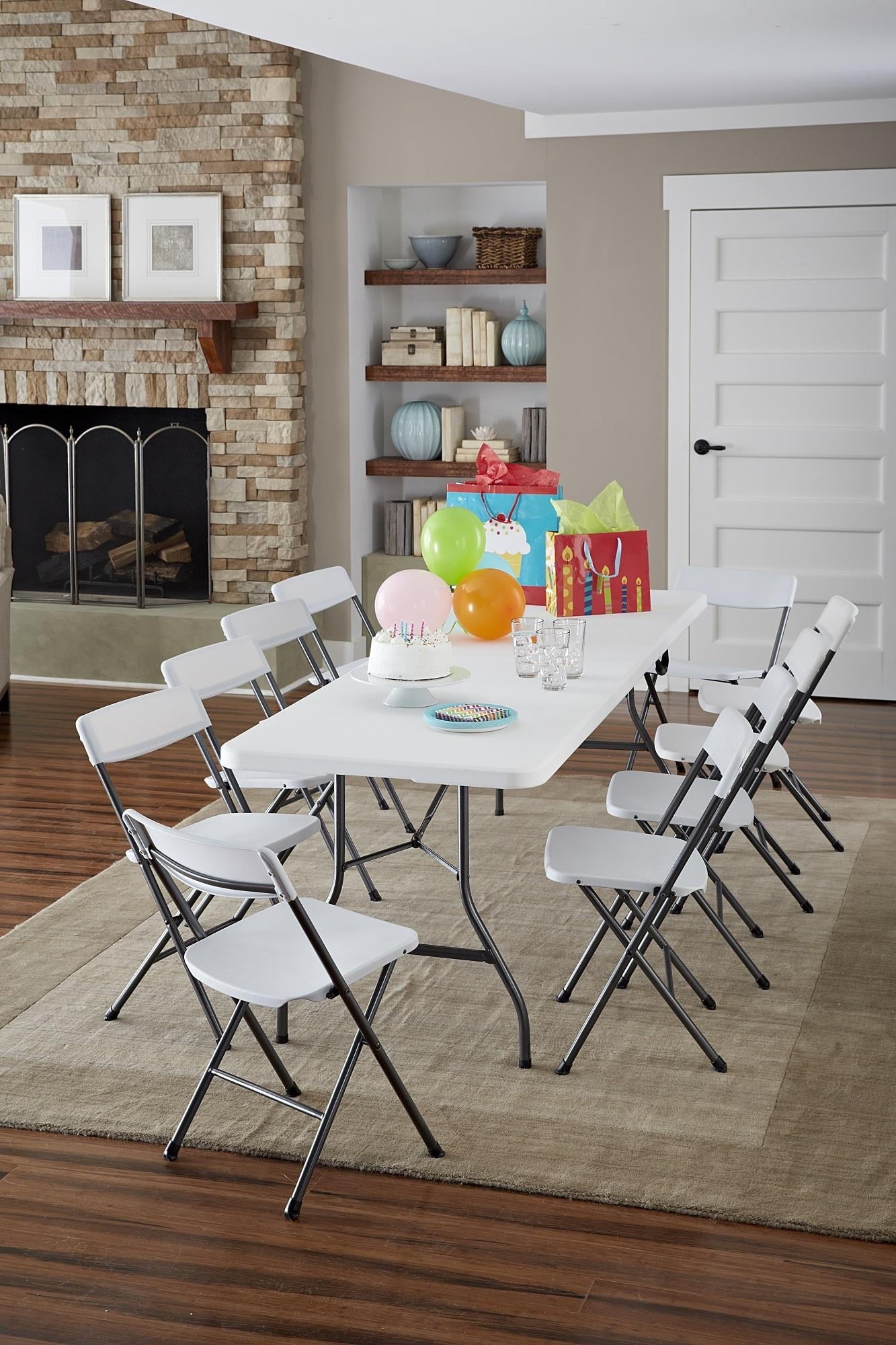 Cosco 8 Foot Centerfold Folding Table, White