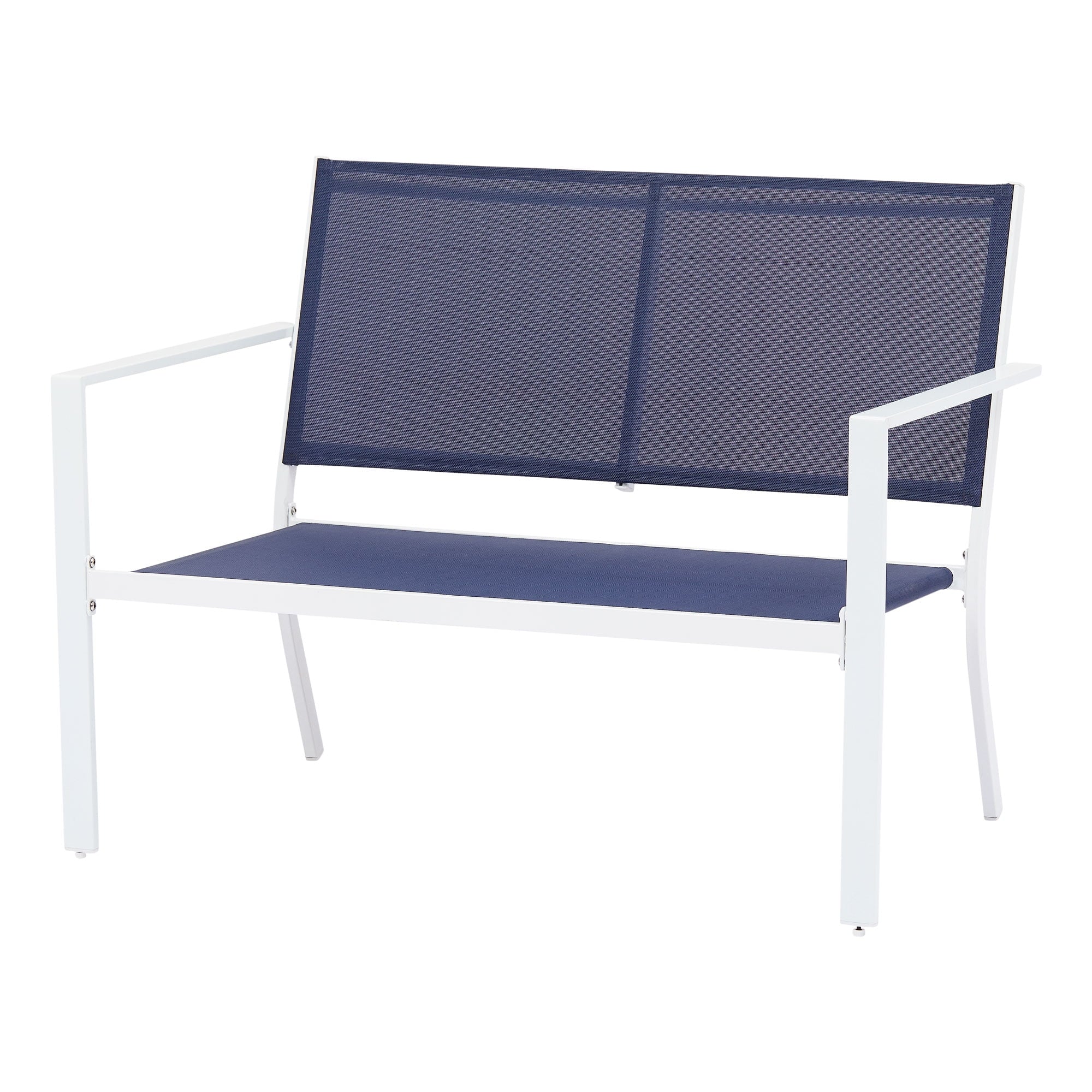 Mainstays Kingston Ridge 4-Piece Outdoor Conversation Set, Navy and White