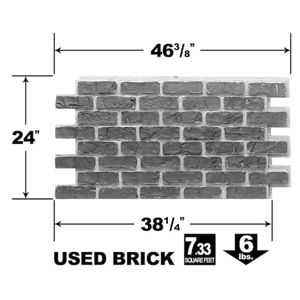 Old Town 24 in. x 46-3/8 in. Faux Used Brick Panel (4-Pack)