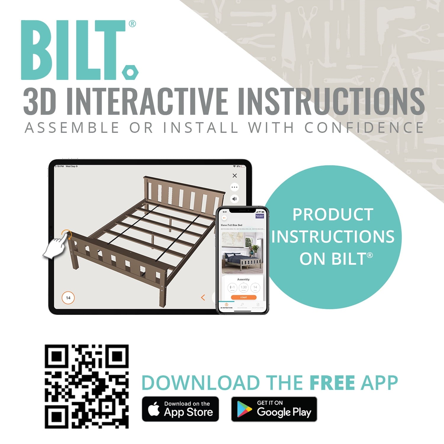 Better Homes & Gardens Kane Wooden Platform Bed, Full Size, Gray