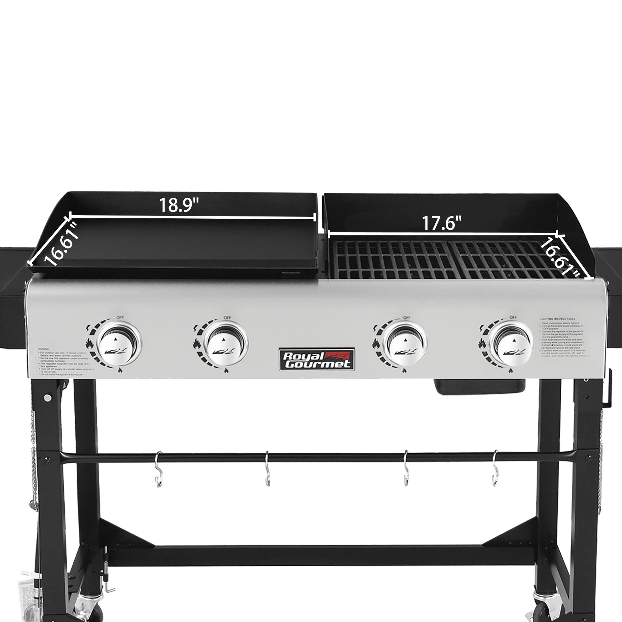 GD401C Premium 4-Burner 48000-BTU Folding Gas Grill and Griddle, With Cover