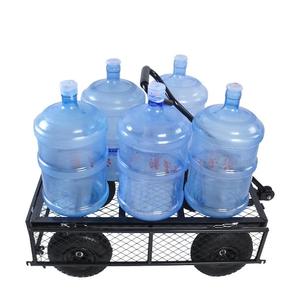 2.9 cu.ft. Steel Frame Laborsaving Wagon Cart Garden Cart Trucks in Black