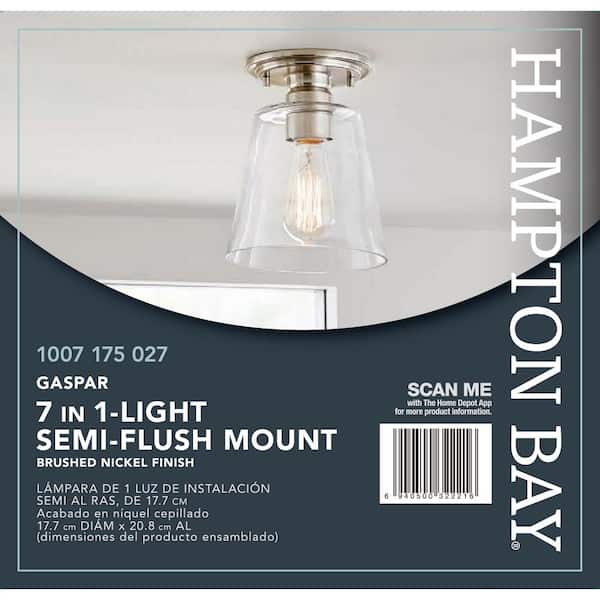 Gaspar 7 in. Brushed Nickel Flush Mount Clear Glass