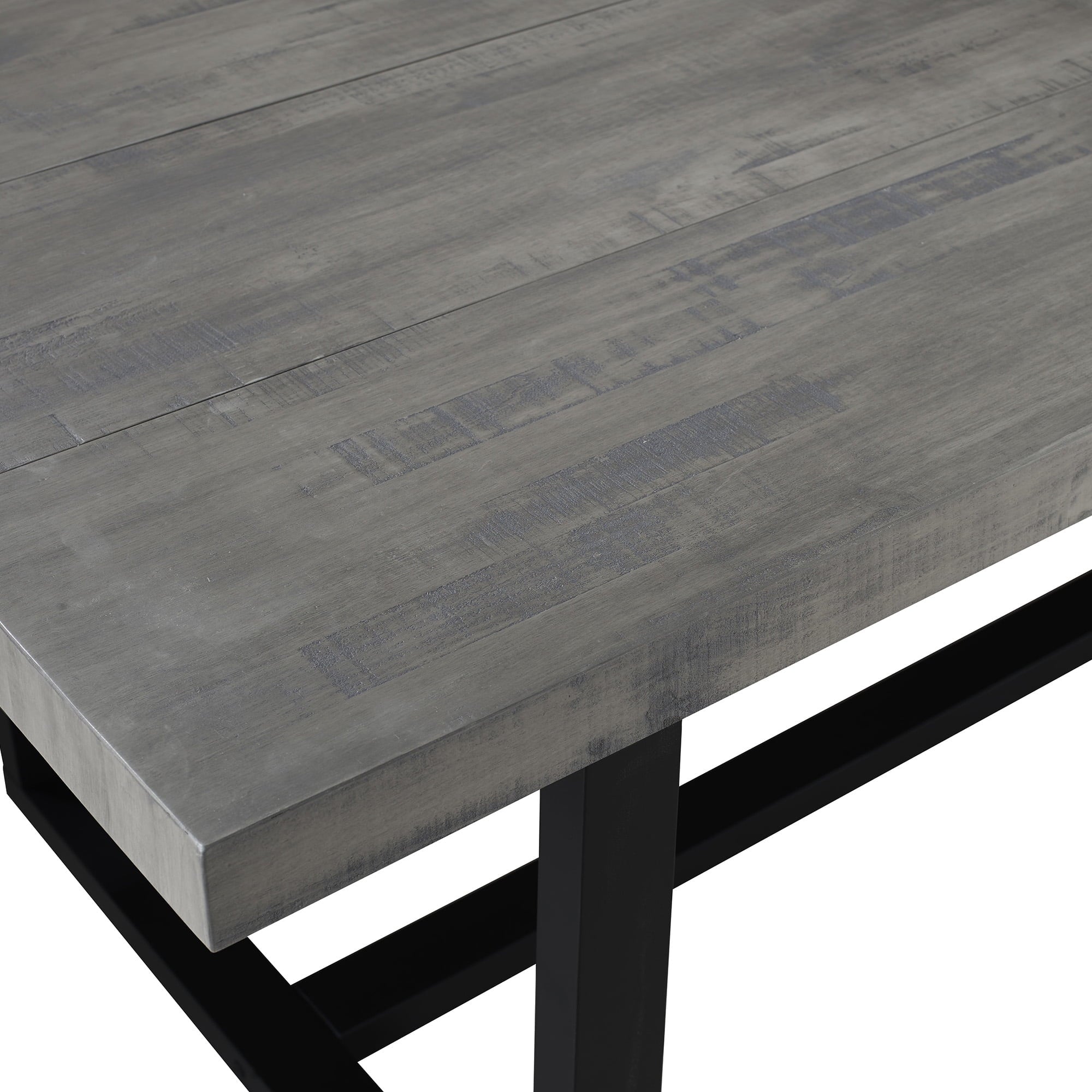 Woven Paths Rustic Farmhouse Solid Wood Dining Table, Grey