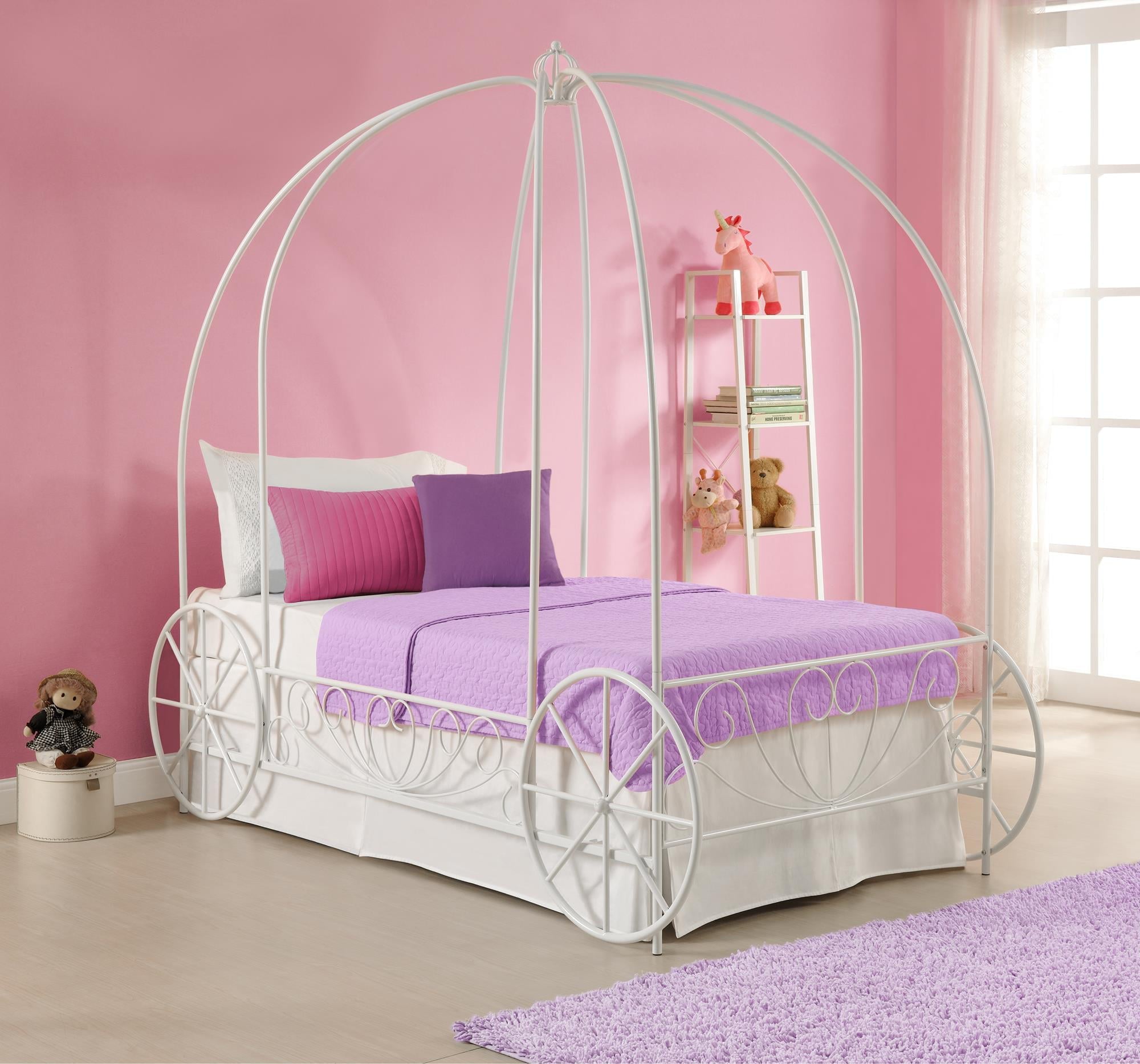 DHP Carriage White Metal Bed, Twin