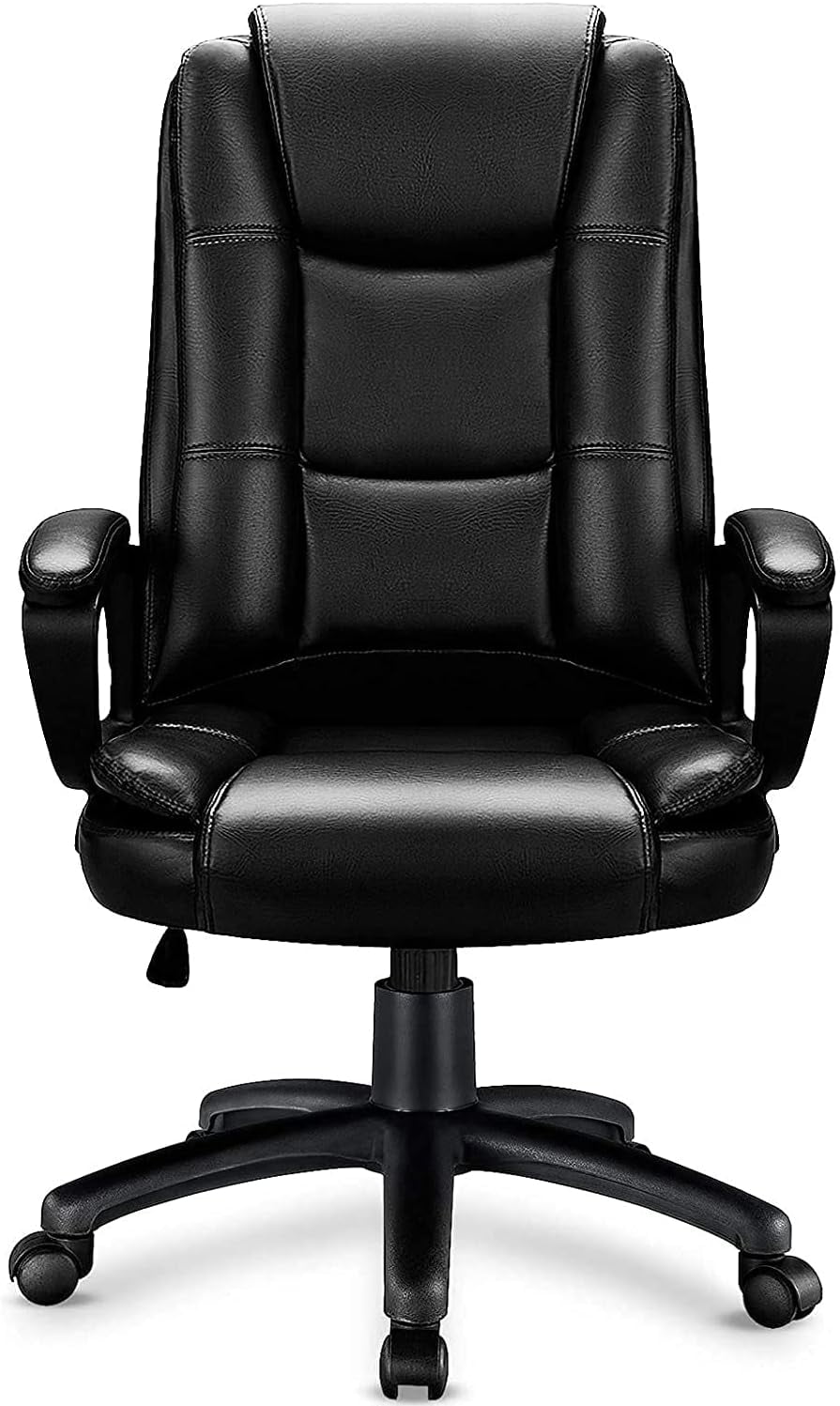 Waleaf Home Office Chair, 400LBS 8Hours Heavy Duty Design, Ergonomic High Back Cushion Lumbar Back Support, Computer Desk Chair, Big and Tall Chair, Adjustable Executive Leather Chair with Arms