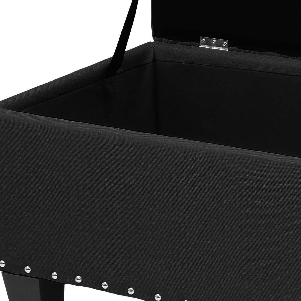 Magshion Rectangular Storage Ottoman Bench Tufted Footrest Lift Top Pouffe Ottoman, Coffee Table, Seat, Foot Rest, and more 42'', Linen Black