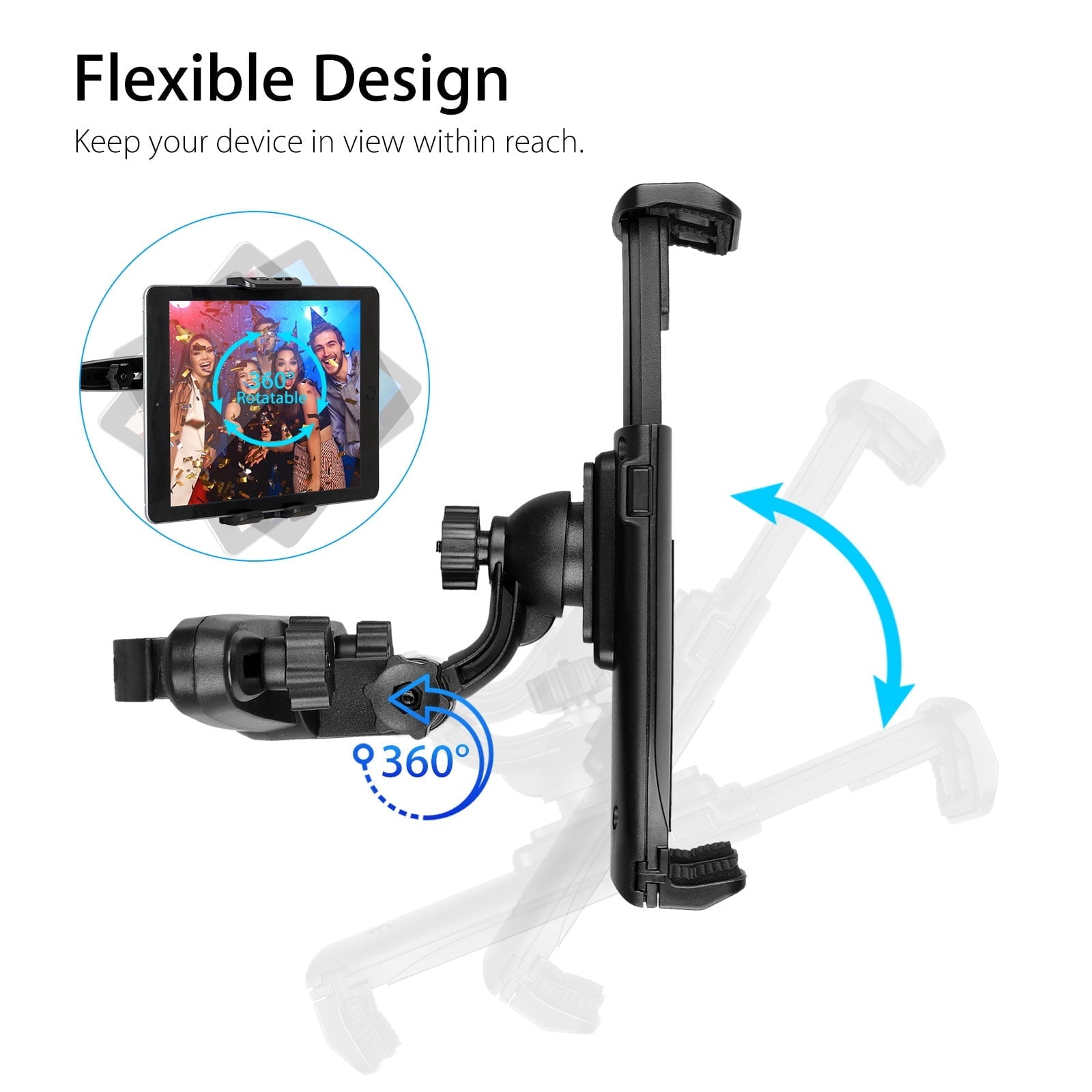 Car Headrest Tablet Holder, EEEkit Universal Adjustable Car Seat Headrest Tablet Mount Holder Fit for Apple iPad Air Mini, Samsung Galaxy Tab, Kindle Fire, Nintendo Switch, and 4.0