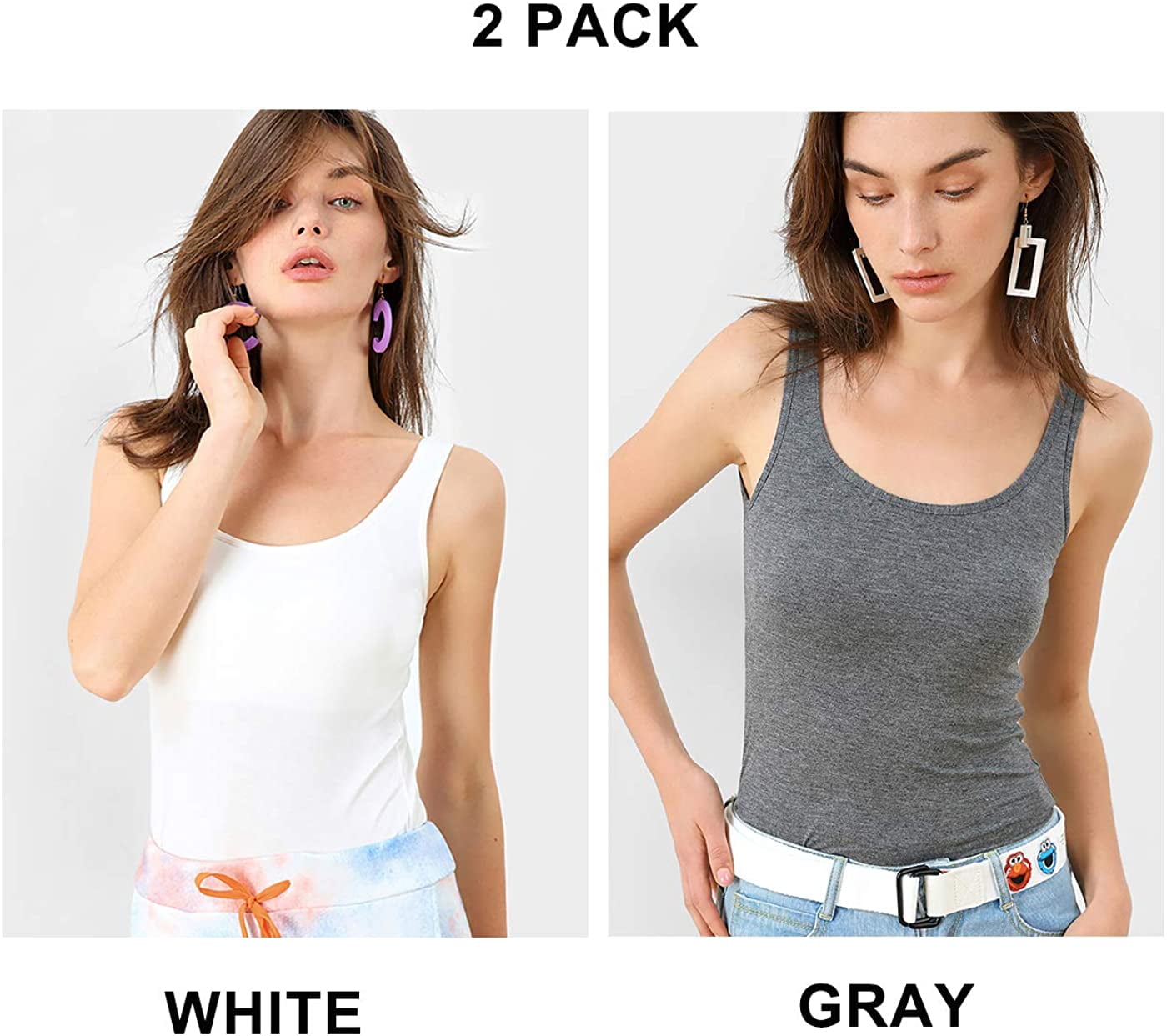 Charmo Women's Camisole Stretch Cotton Racerback Tank Top Shelf Bra Undershirt Cami