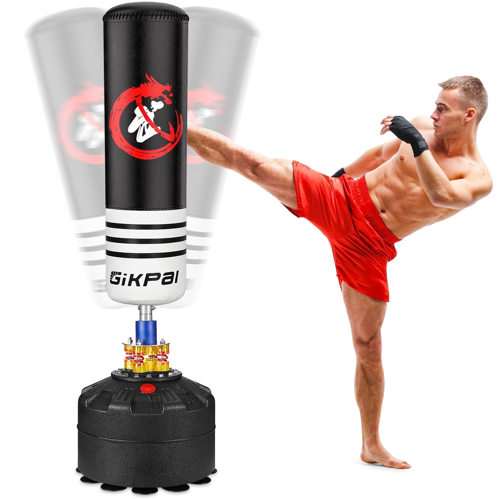GIKPAL Freestanding Punching Bag, 70'' - 182lbs Heavy Boxing Bag with Stand for Adult Teens Kids Kickboxing Bag with 12 Suction Cup Base for Home Office Gym