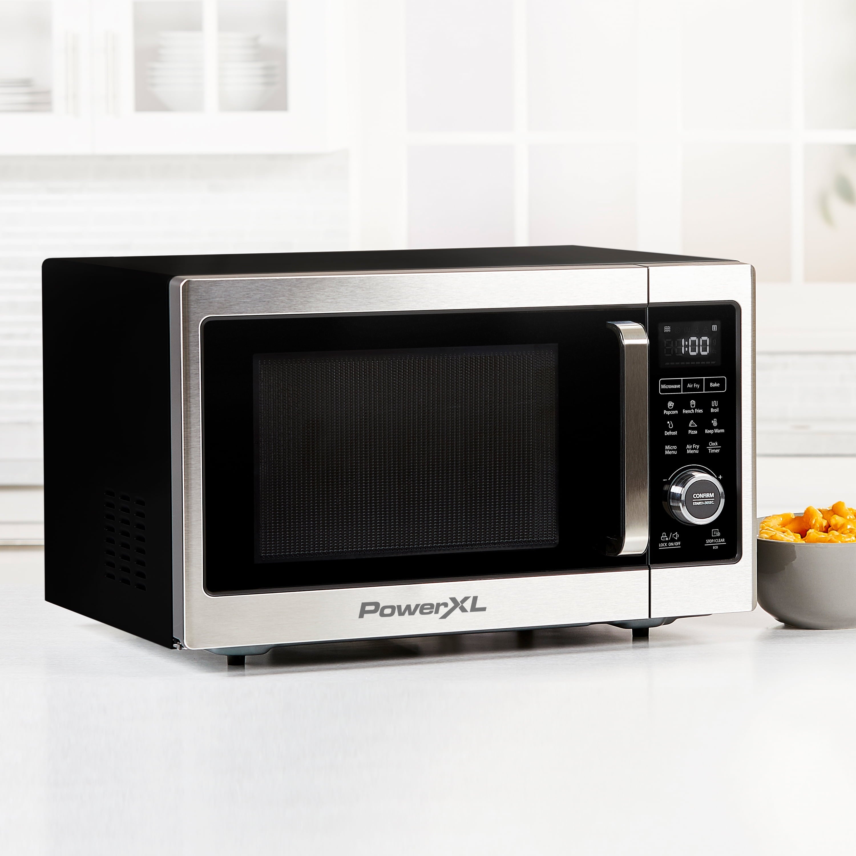 PowerXL Microwave Air Fryer Plus, Stainless Steel / Black, 1cu. ft.