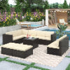 CHURANTY 9 Pieces Patio Furniture Set Outdoor Conversation PE Wicker Rattan Sectional Sofa, Coffee Table and Ottoman