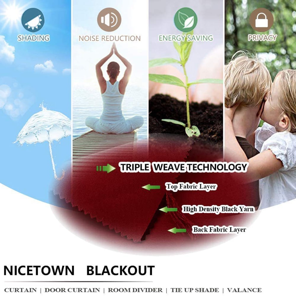 CUH 2 Panels Luxury Thermal Insulated Valance Window Living Room Drapes Blackout Curtain Privacy UV Protection Bedroom Rod Pocket