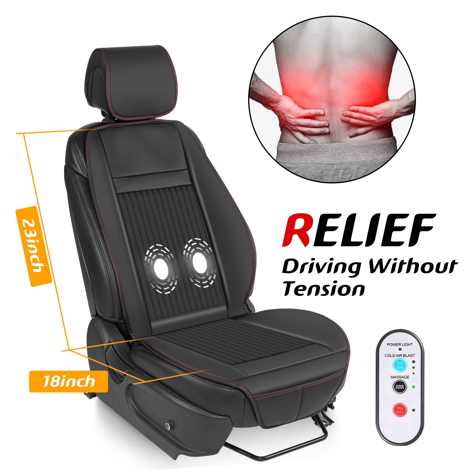 Paffenery Luxury Heated and Cooling Car Seat Cover, Ventilated Cooling Car Seat Warmer Cushion 12-24V Universal Fit, Fashion Black