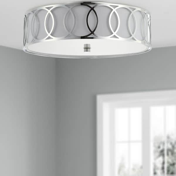 Aubrey 3-Light Chrome 15.5 in. Metal Flush Mount