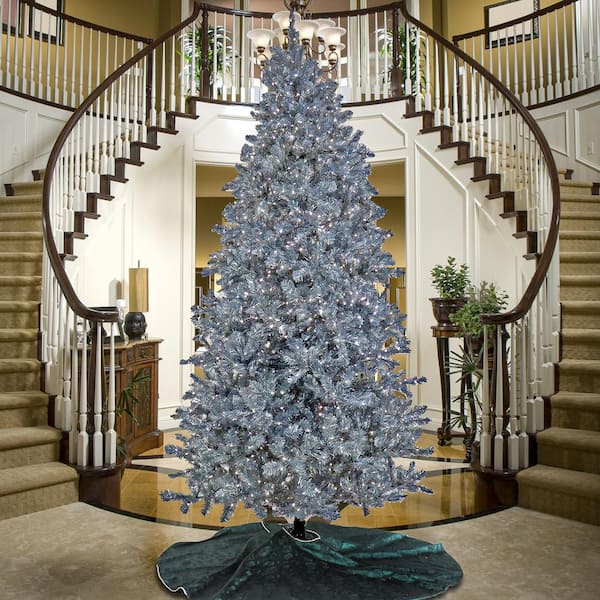 10 ft. Pre-Lit Christmas Matte Silver Metallic Artificial Christmas Tree with 2720 LED Infinity Lights