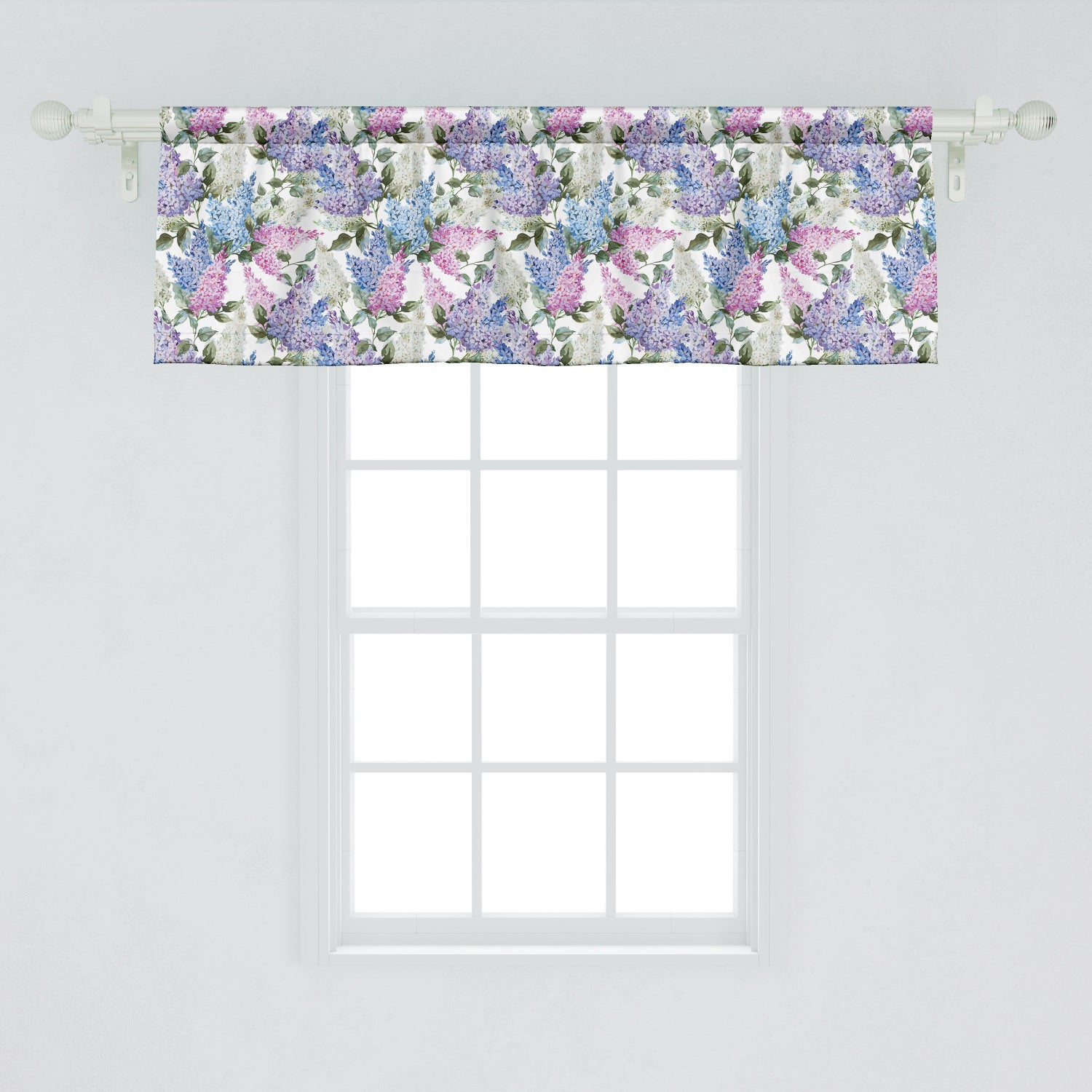 Lilac Window Valance Pack of 2, Colorful Lilac Flowers Budding Efflorescence Season Soulful Spring in the Country, Rod Pocket Curtain Valances Kitchen Bedroom, 2 Sizes, Multicolor, by Ambesonne