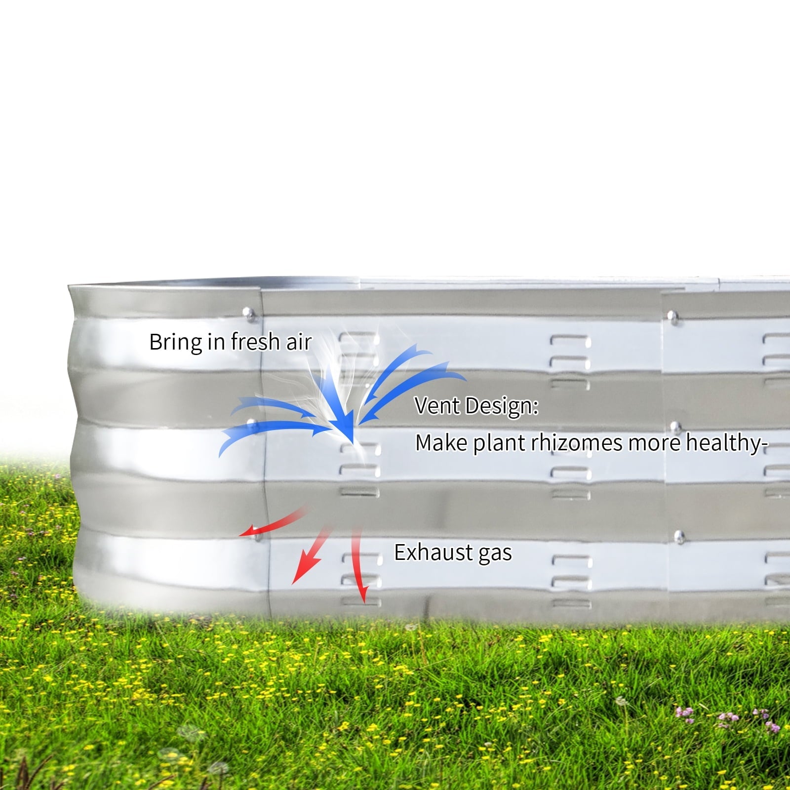 Raised Garden Bed Galvanized Metal Planter Box, 67