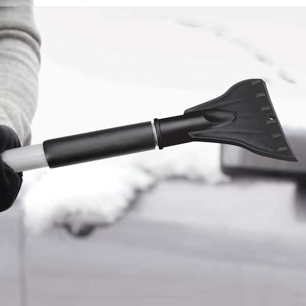 18 in. 4-in-1 Telescoping Snow Broom and Ice Scraper with Headlights, Black