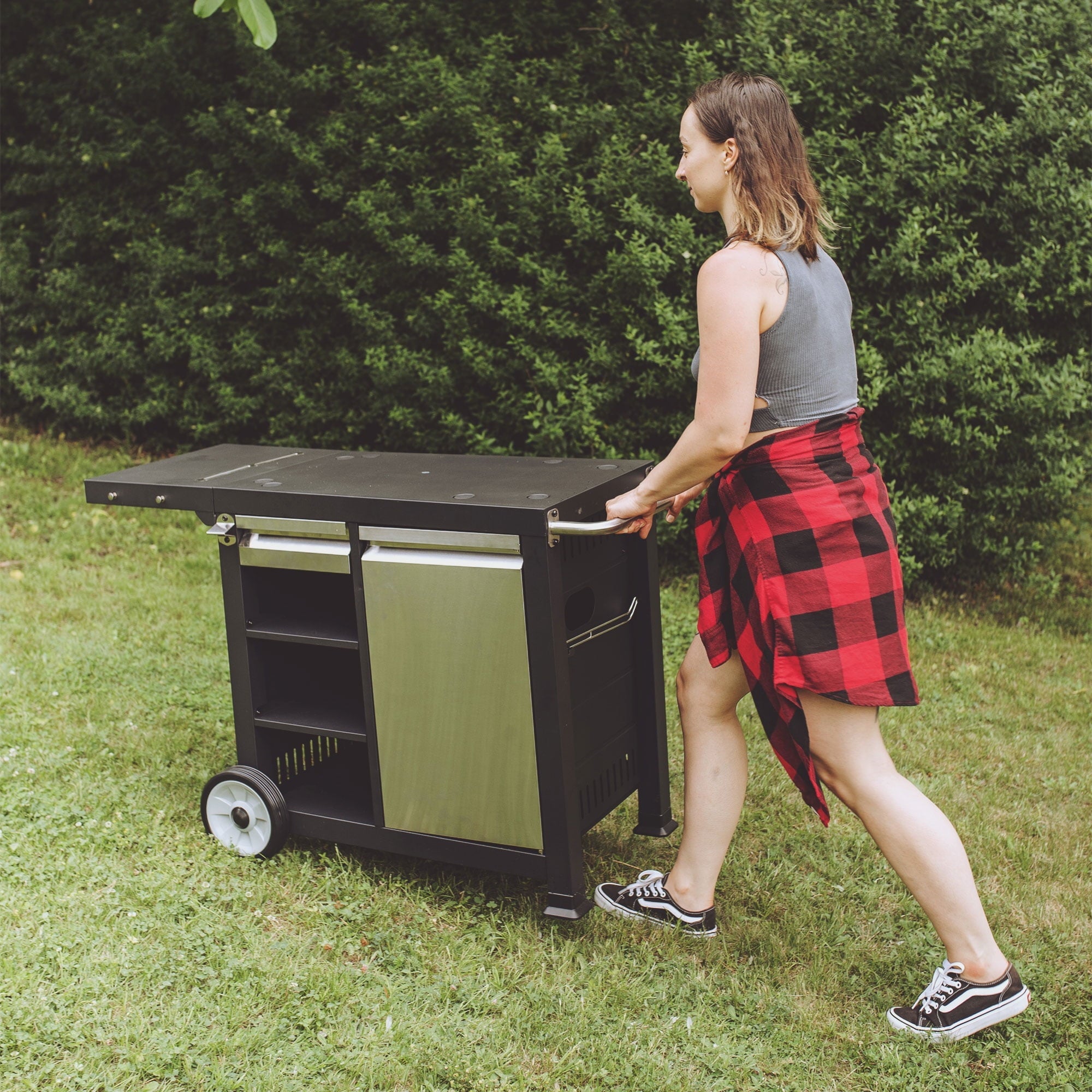 Universal Rolling Prep Cart for Portable Outdoor Griddle and Grills