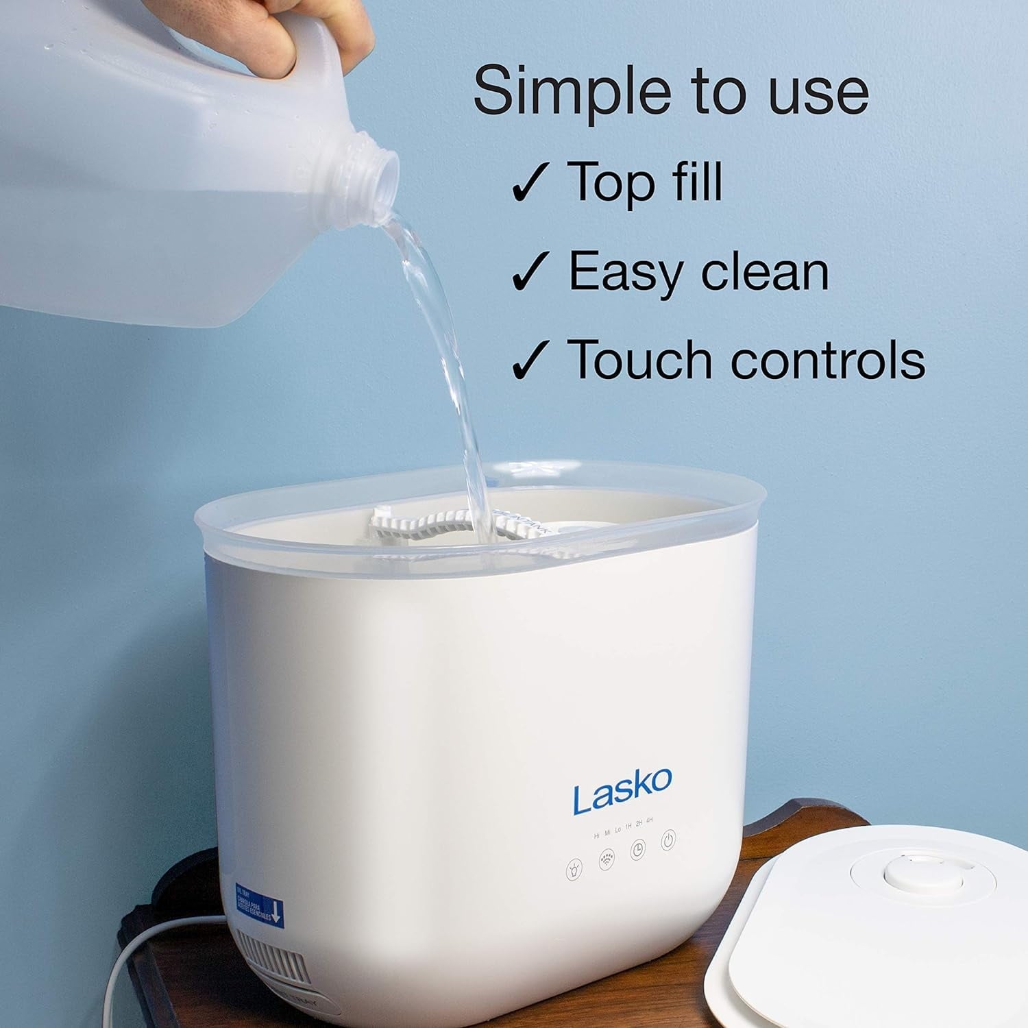 Lasko Top Fill Ultrasonic Cool Mist Humidifier with Timer, UH250, White