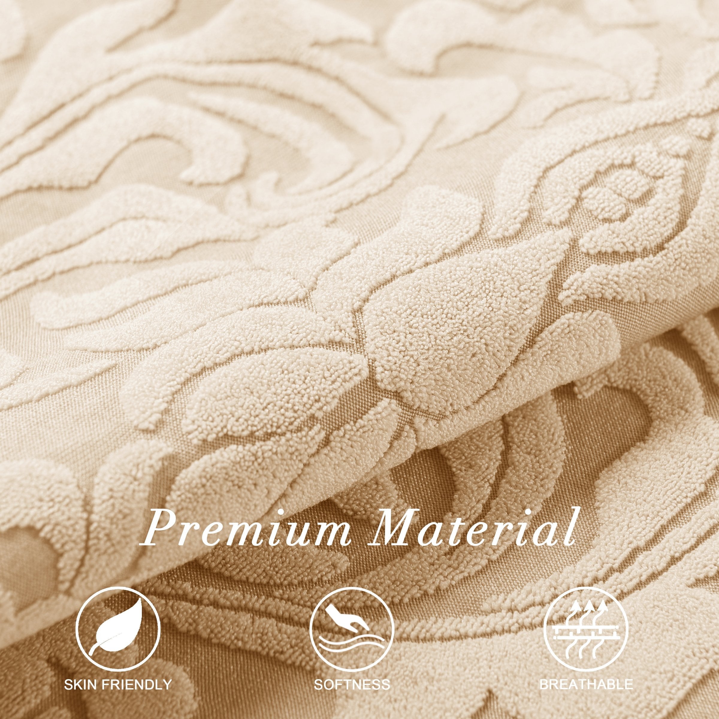 Subrtex Sofa Cover Stretch Jacquard Damask Sofa Cover with 2 Separate Seat Cushion Cover(Loveseat, Linen)