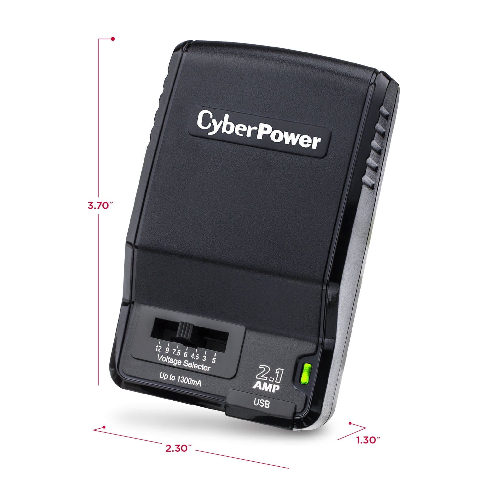 CyberPower CPUAC1U1300 Universal Power Adapter 3 -12 Volt / 1300mA with Folding AC Plug and 2.1 Amp USB Charge Port
