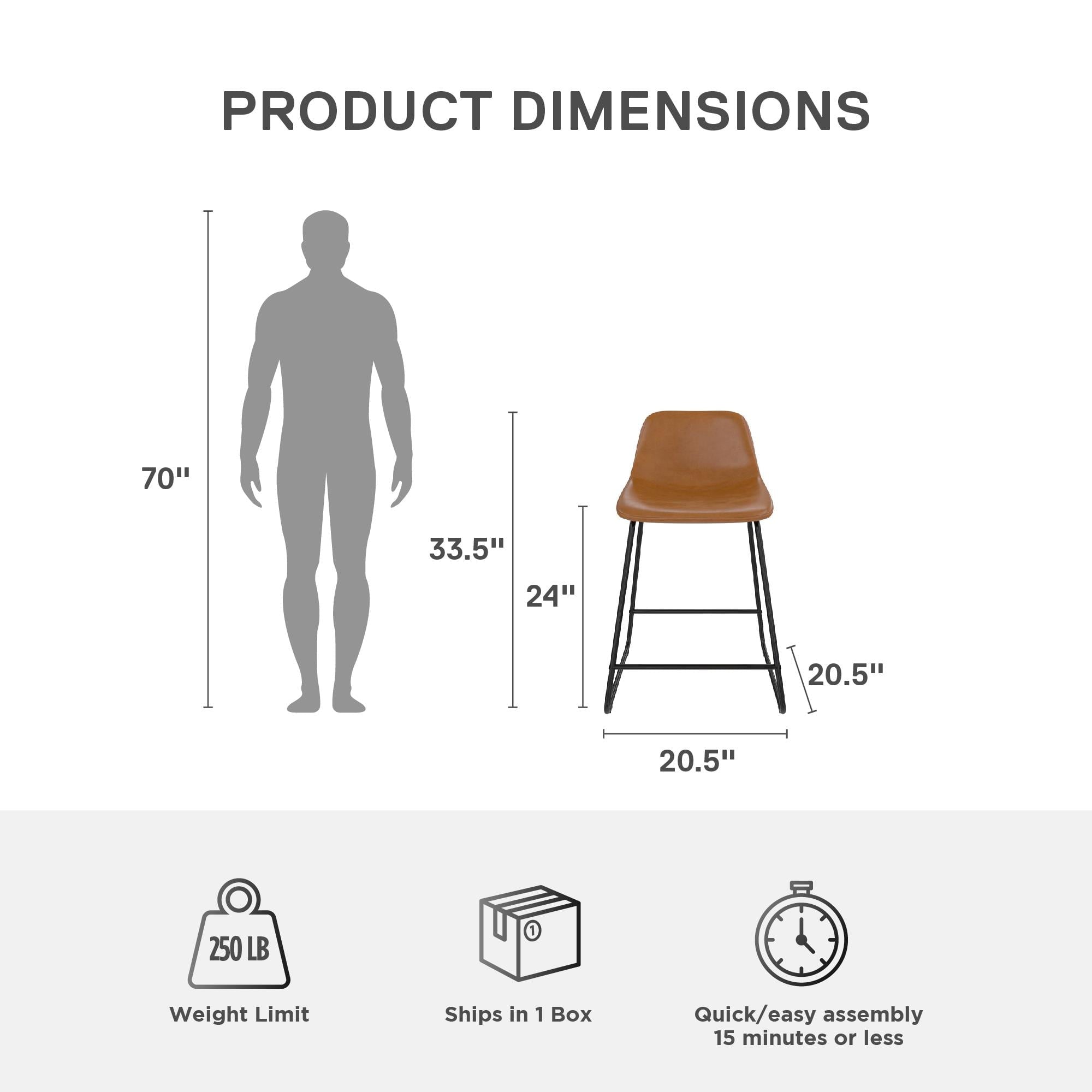 Better Homes & Gardens Farley Scoop Counter Height Stool, Camel Faux Leather