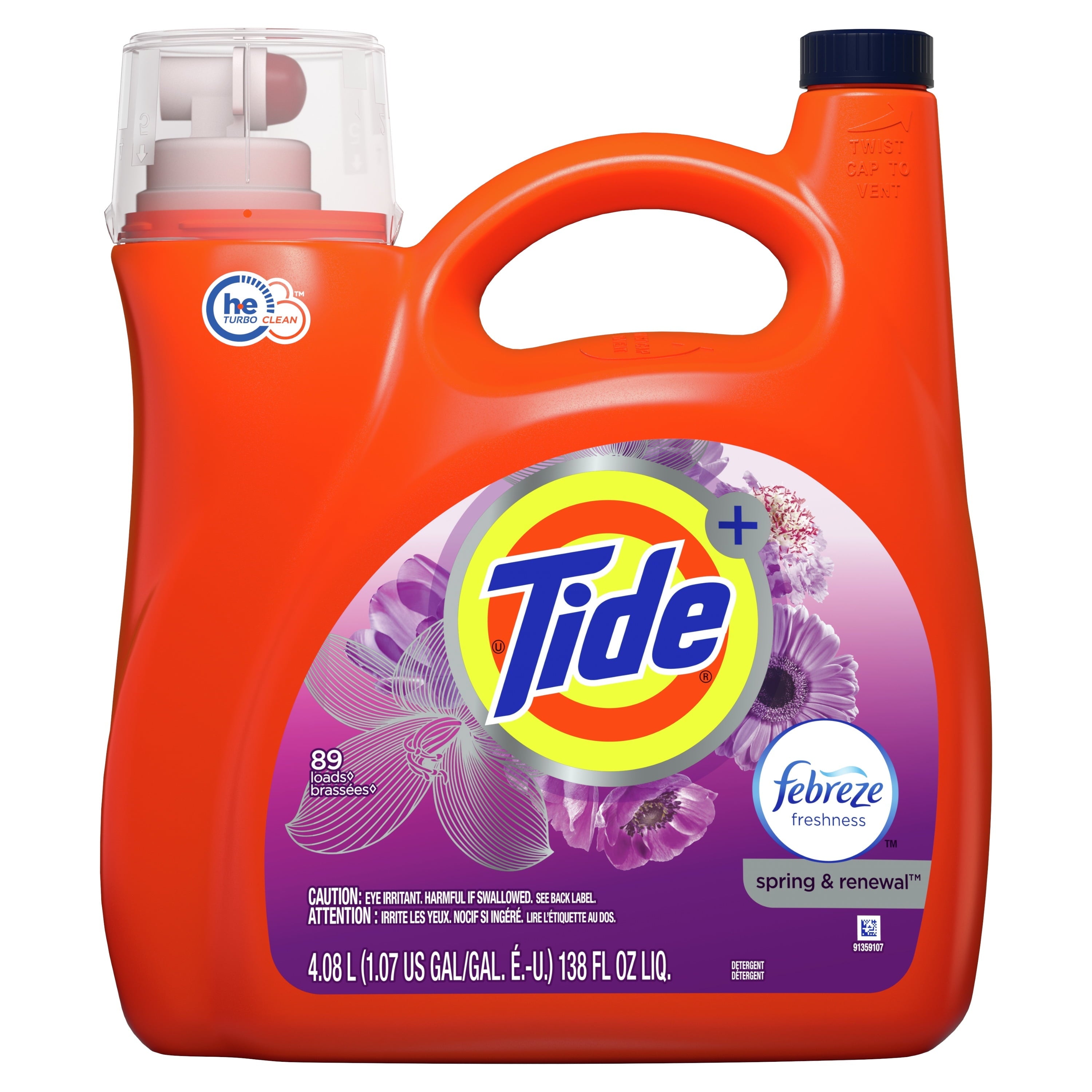 Tide Spring & Renewal HE, 89 Loads Liquid Laundry Detergent 138 fl oz
