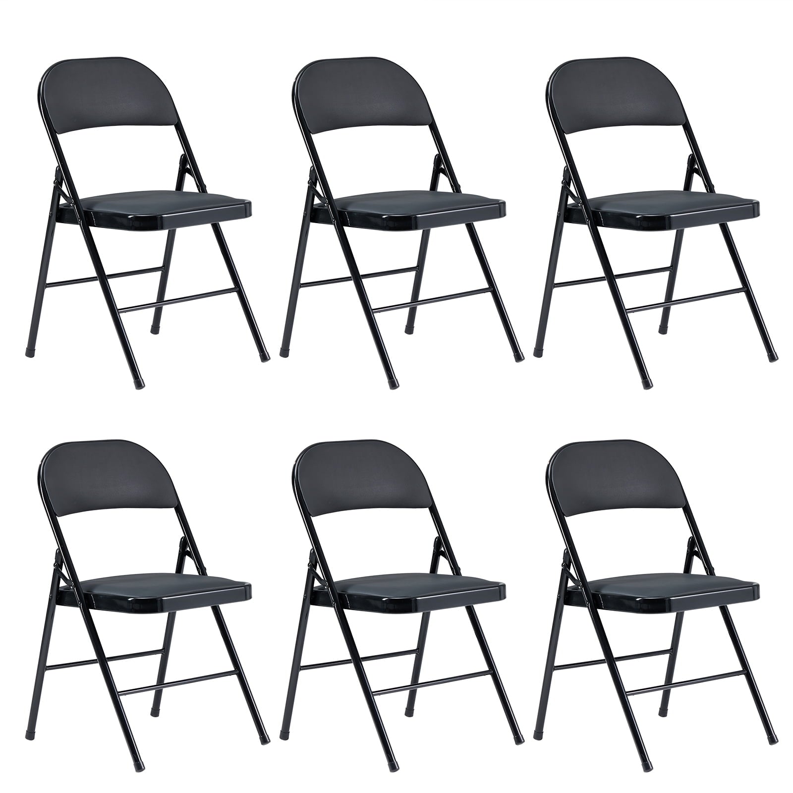 UBesGoo 6 Pack Folding Chairs Cushioned Padded Seat Wedding Chairs with Metal Frame Home Office Party Use Black