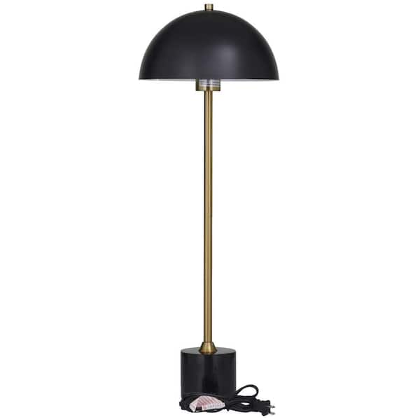28 in. Black Metal Umbrella Style Task and Reading Desk Lamp with Marble Base