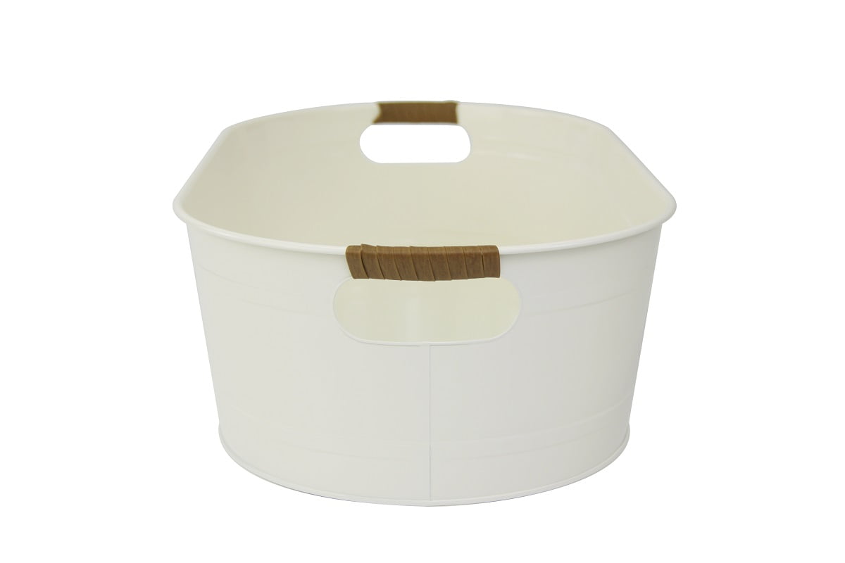 Better Homes & Gardens- White Medium Oval Galvanized Tub, 20.27 in L x 11.22 in W x 5.7 in H