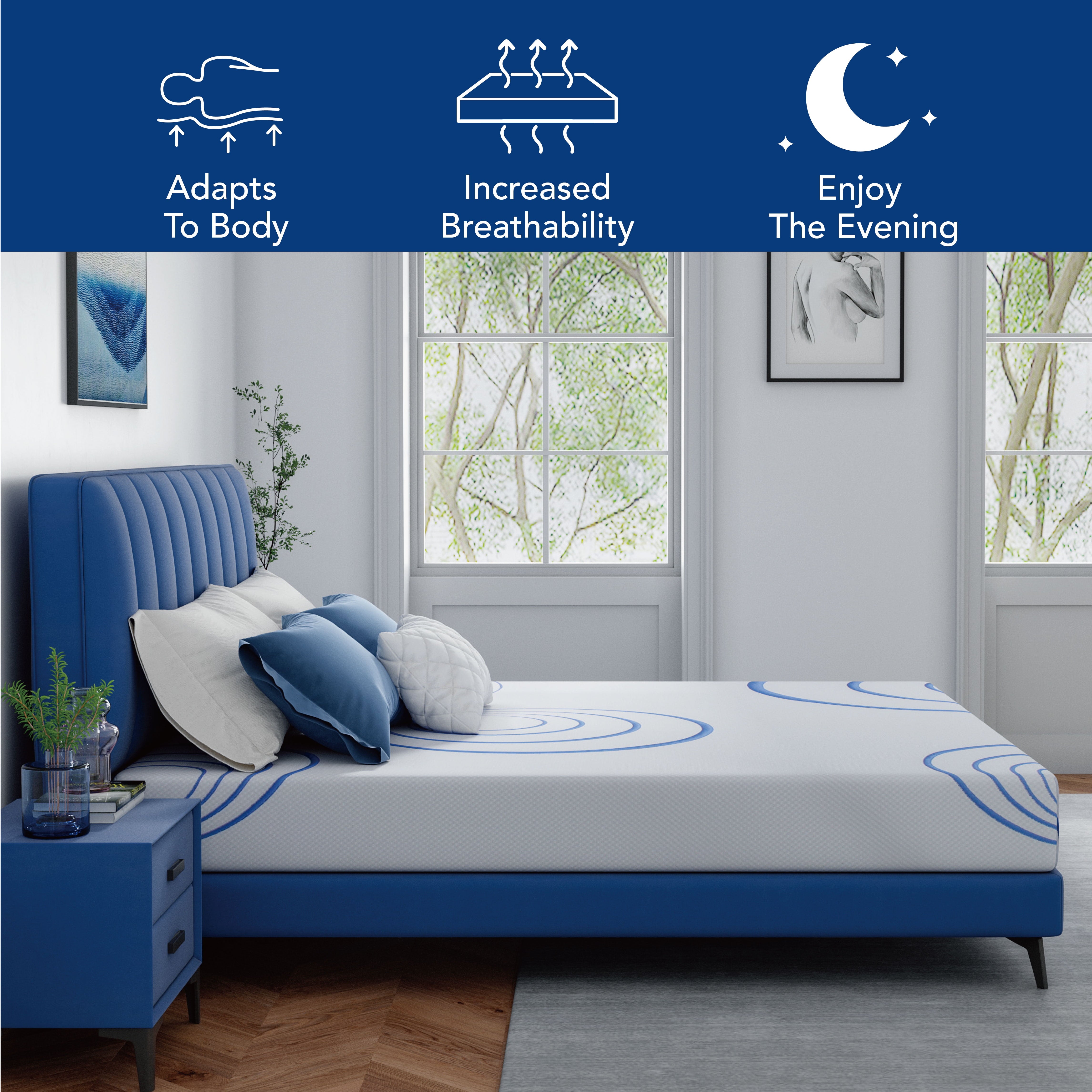 Ego Charcoal 8 inch Memory Foam Mattress with Gel, Twin Mattress in a Box, Medium