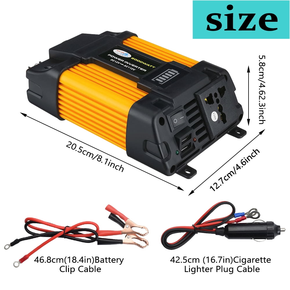 MDHAND 4000W 6000W Car Converter Solar Power Inverter 12V DC to 110V AC Car Power Inverter Solar Converter Kit