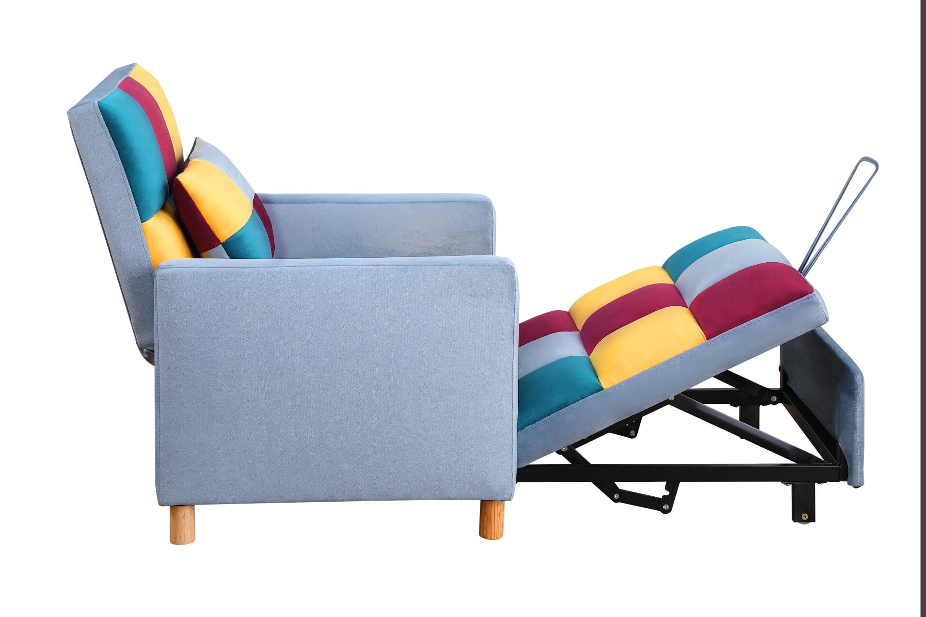 3 in 1 Convertible Sleeper Sofa, 3 Position Adjustable Sofa bed with Pillow and Armrest, Pull Out Chair Bed, Folding Lounge Sleeper, Futon Sleeper Couch Bed for Living Room Bedroom office, Rainbow