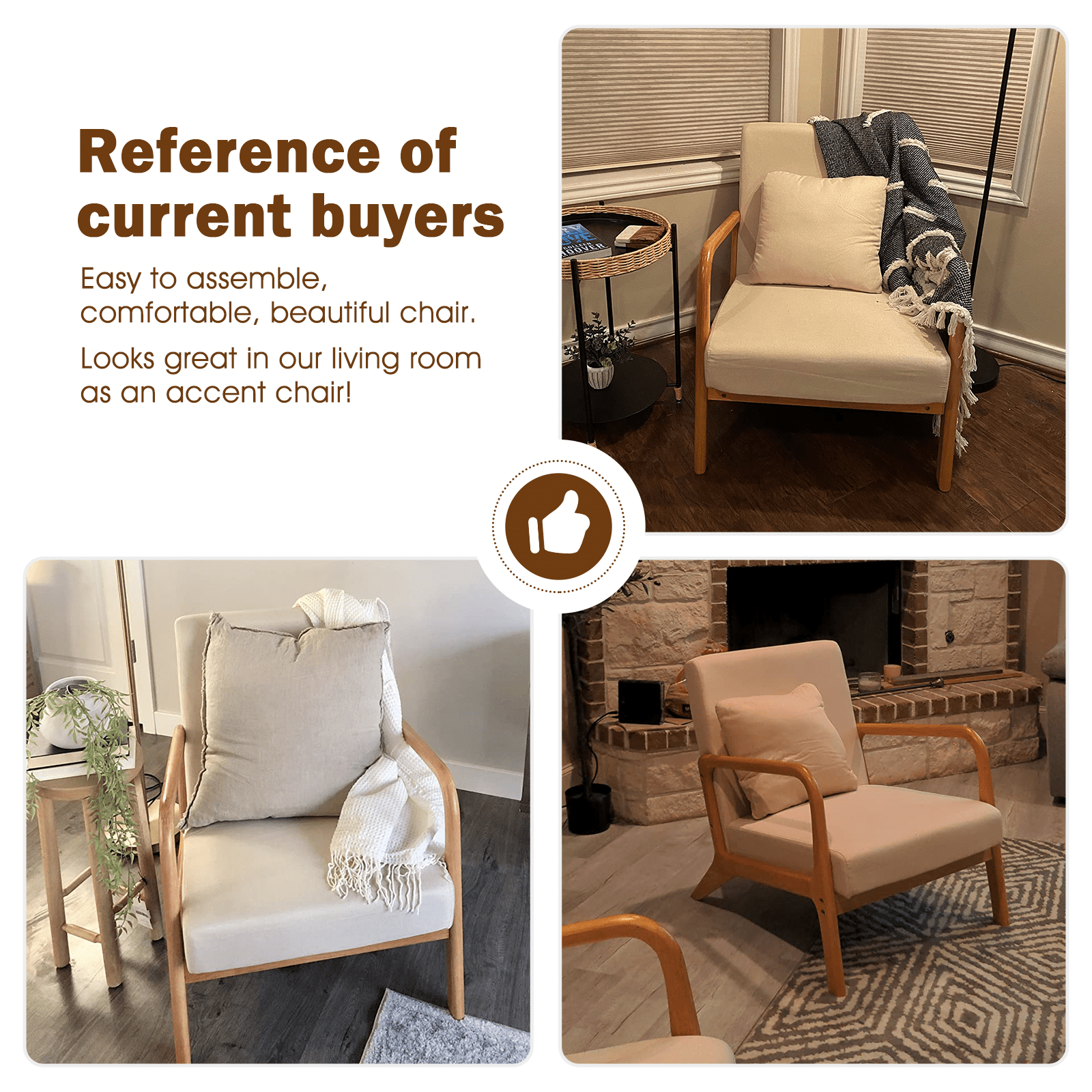 Mid Century Modern Accent Chair,Fabric Reading Armchair,Linen Upholstered Accent Chairs for Living Room/Bedroom,25.6