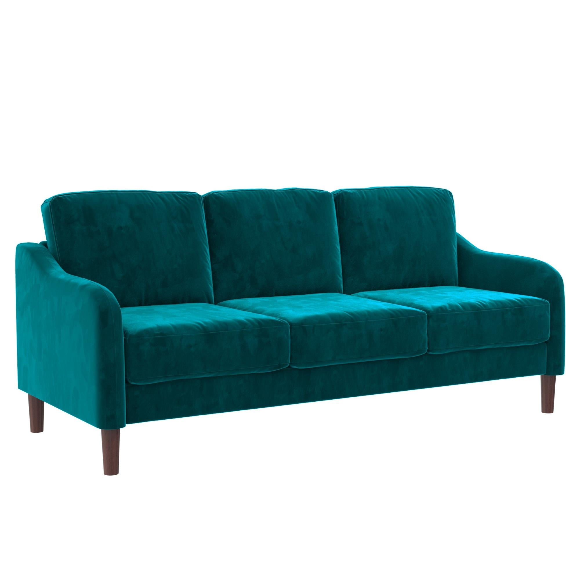 DHP Marbella 3-Seater Sofa Couch, Living Room Furniture, Green Velvet