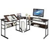 Gymax L-Shaped Computer Desk Drafting Table Workstation w/ Tiltable Tabletop Natural