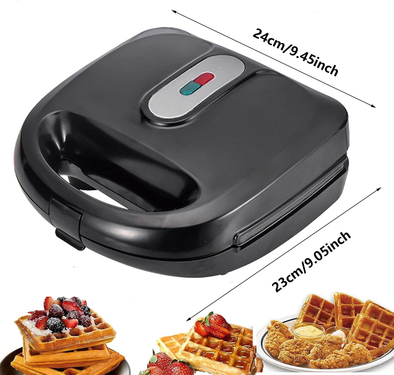 3 in 1 Electric Sandwich Maker, Panini Press Grill and Waffle Iron Set with Removable Non-Stick Plates, Perfect for Cooking Grilled Cheese, Tuna Melts, Burgers, Steaks and Snacks, Black