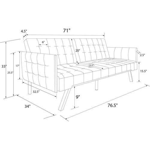 Desert Fields Emily Convertible Sofasleeper, Gray Linen