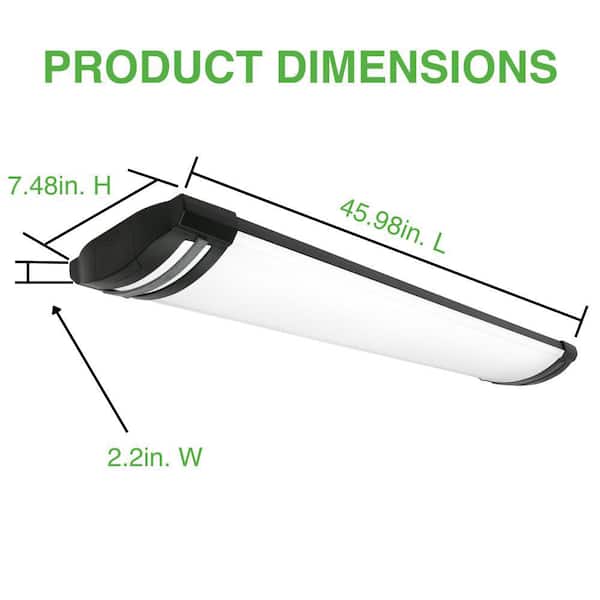 4 ft. Matte Black Woodgrain Gray End Caps 5250 Lumens Integrated LED Wraparound Light Adjustable CCT Night Light Feature