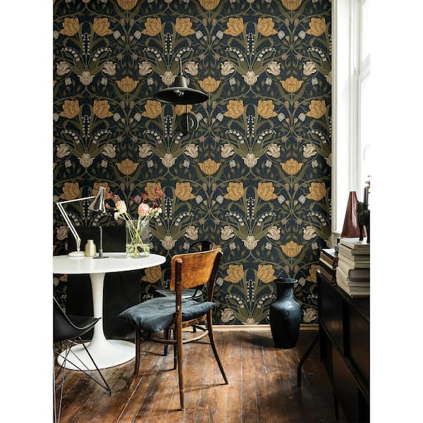 Filippa Navy Tulip Non Woven Paper Wallpaper